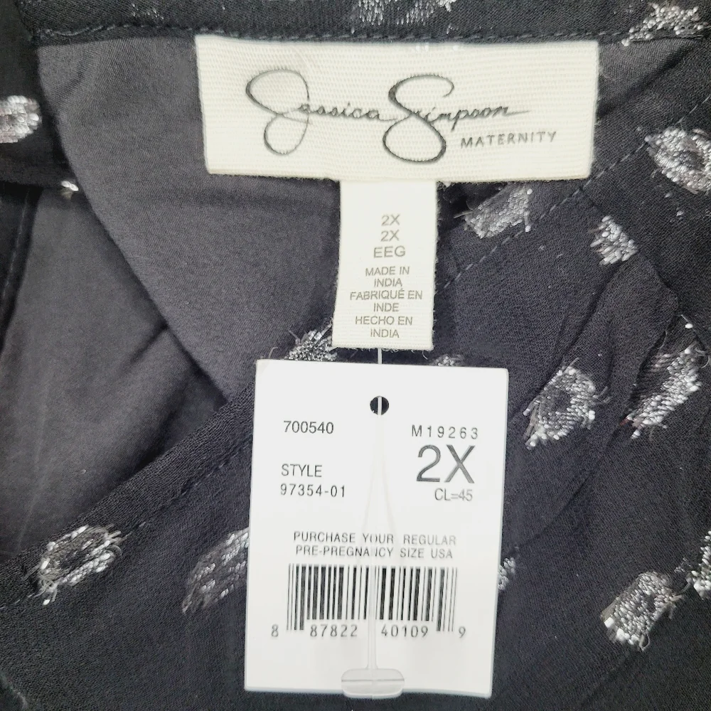 Jessica Simpson Dress Women's Size 2X Maternity Black Dots Flounce Party Event - Picture 3 of 10